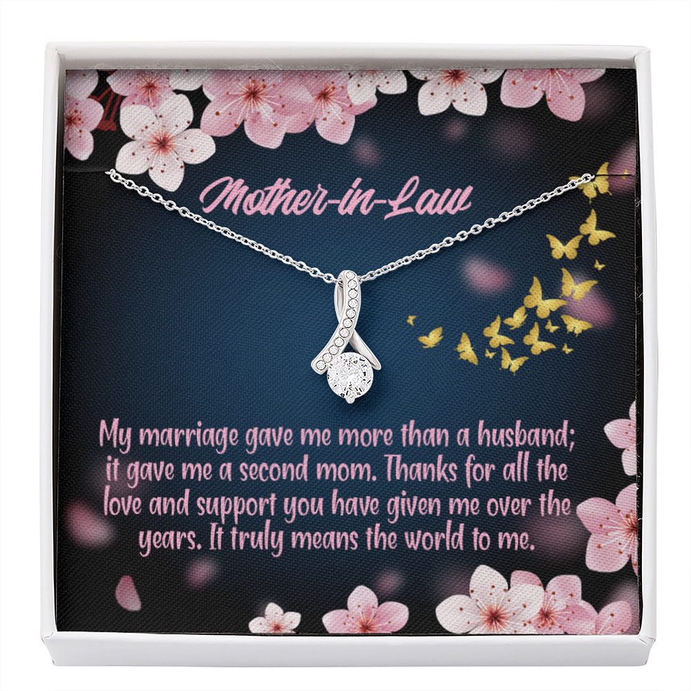 Mother-In-Law Necklace Marriage Second Mom Eternity Ribbon Stone Pendant Keepsake Message Card-Express Your Love Gifts