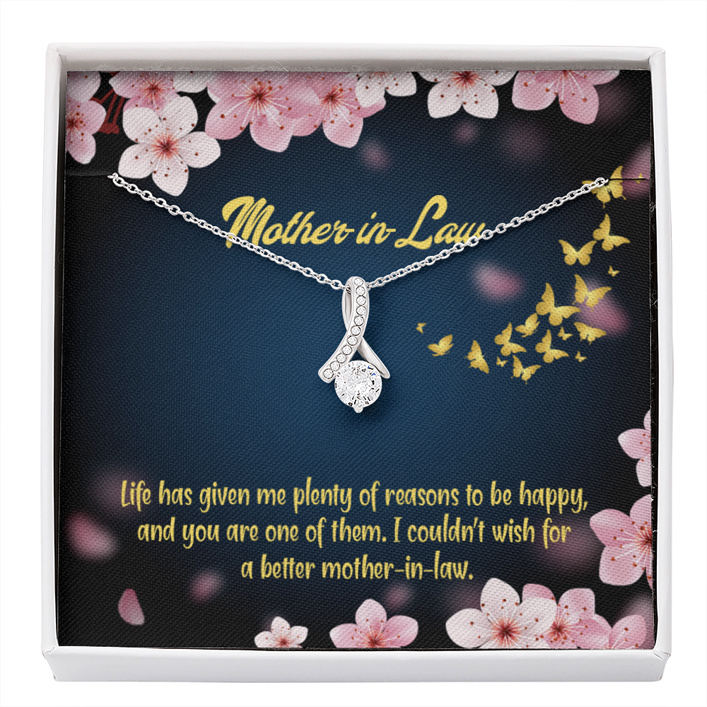 Mother-In-Law Necklace Plenty Of Reasons Eternity Ribbon Stone Pendant Keepsake Message Card-Express Your Love Gifts