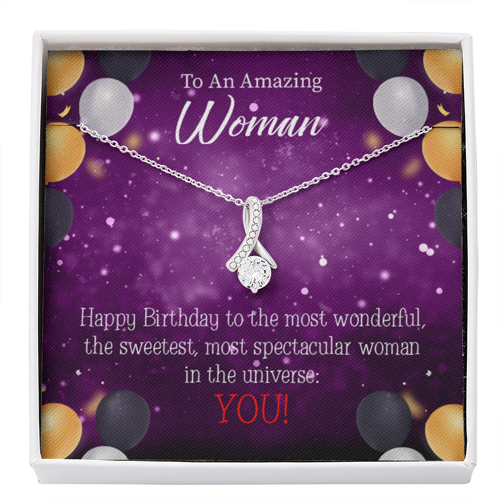 Best Mom In Universe Eternity Ribbon Necklace Birthday Message Card-Express Your Love Gifts