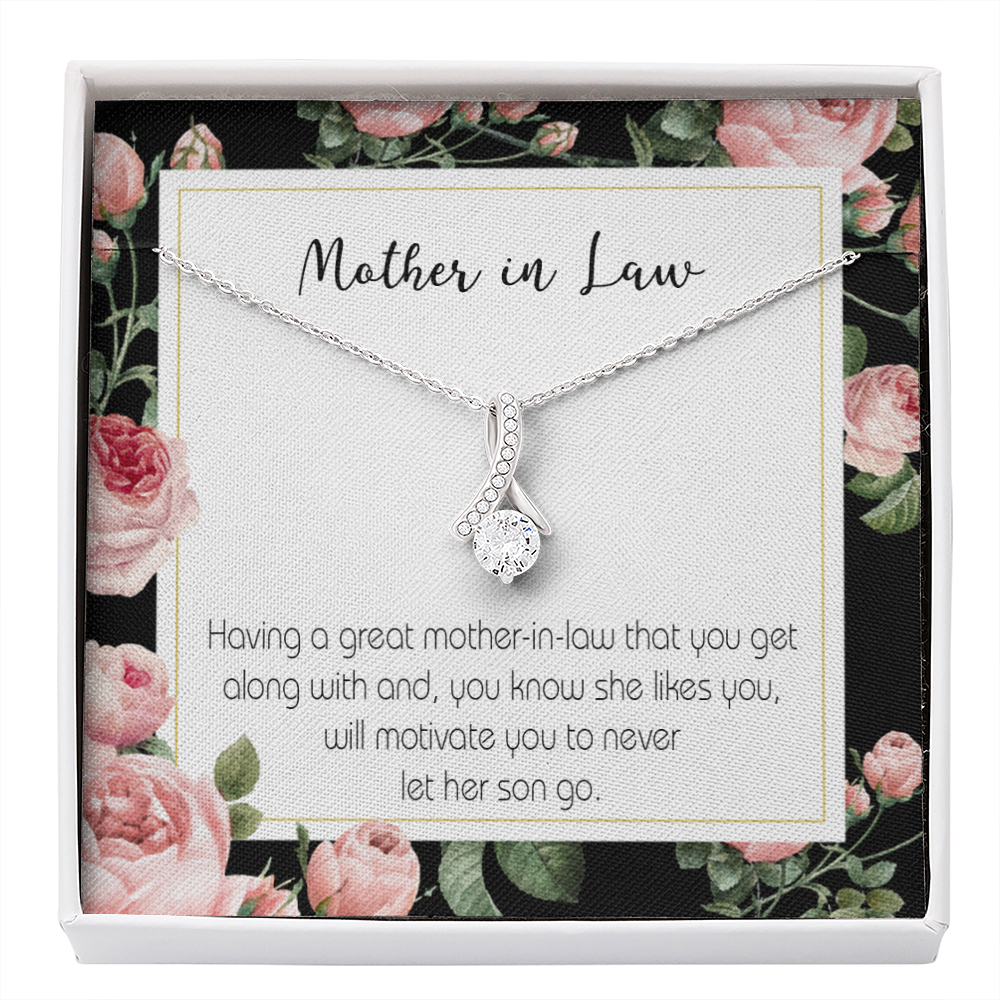 Mother-In-Law Necklace Mother-In-Law That Motivate Eternity Ribbon Stone Pendant Keepsake Message Card-Express Your Love Gifts