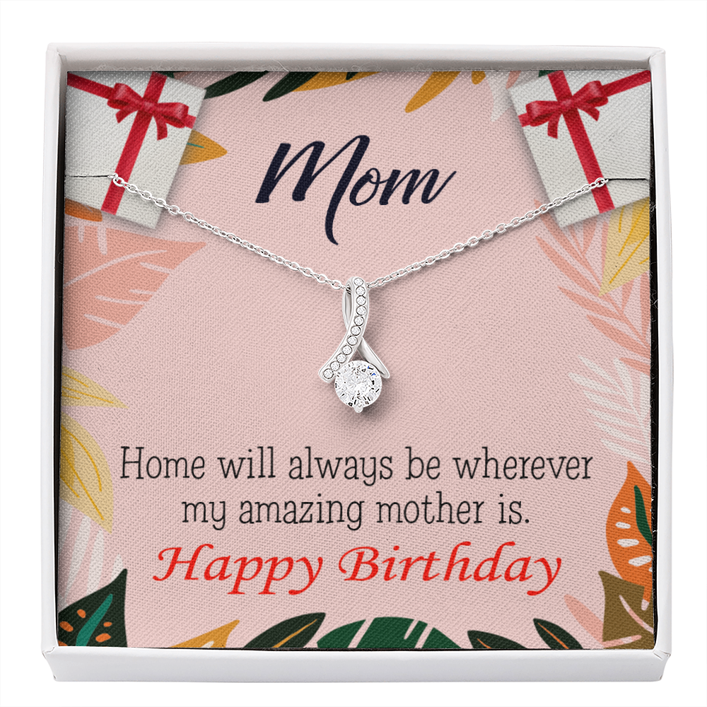 My Amazing Mom Eternity Ribbon Stone Necklace Message Birthday Card-Express Your Love Gifts