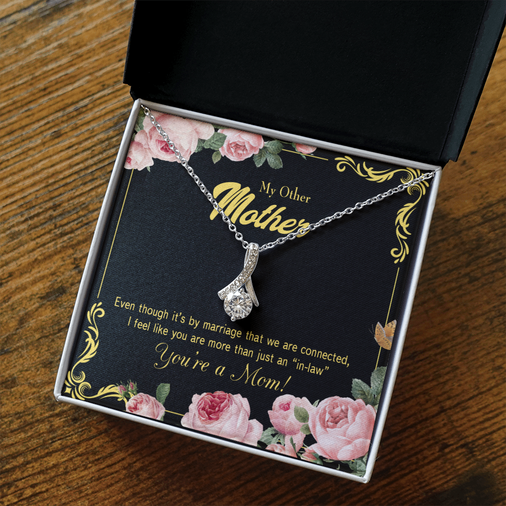 Mother-In-Law Necklace Connected Eternity Ribbon Stone Pendant Keepsake Message Card-Express Your Love Gifts
