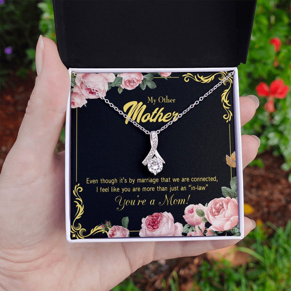 Mother-In-Law Necklace Connected Eternity Ribbon Stone Pendant Keepsake Message Card-Express Your Love Gifts