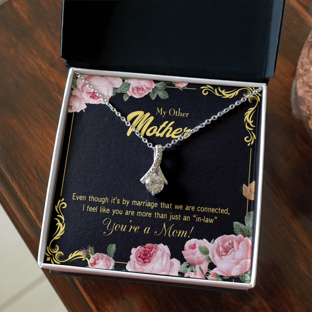 Mother-In-Law Necklace Connected Eternity Ribbon Stone Pendant Keepsake Message Card-Express Your Love Gifts