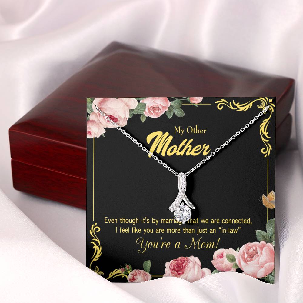 Mother-In-Law Necklace Connected Eternity Ribbon Stone Pendant Keepsake Message Card-Express Your Love Gifts