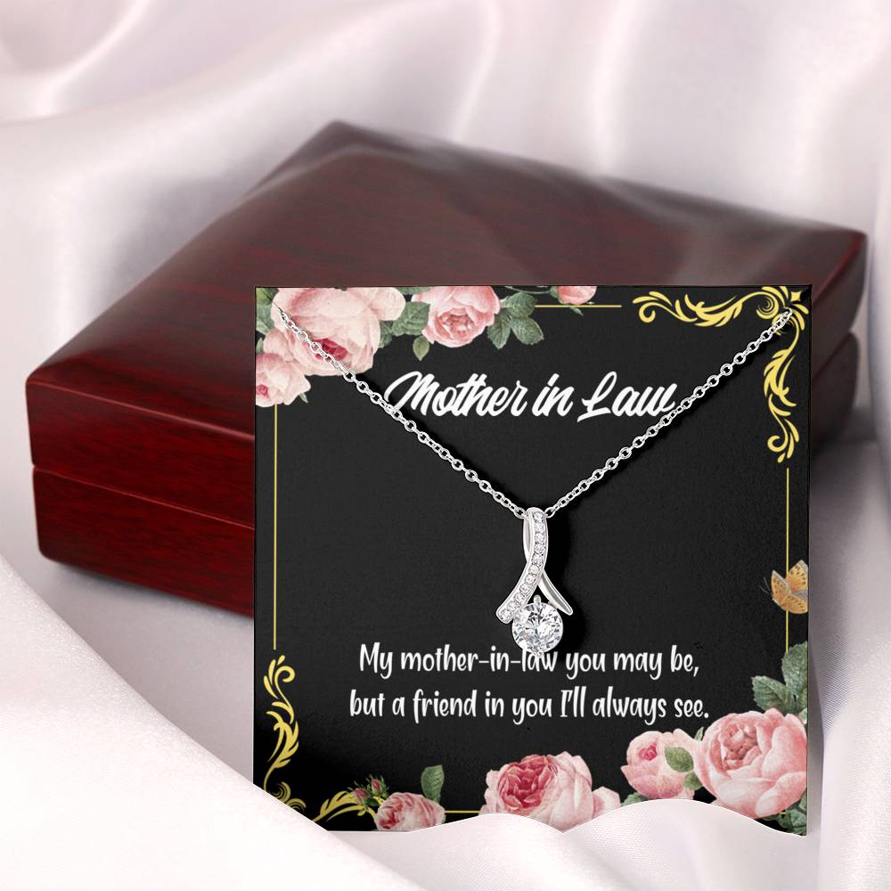 Mother-In-Law Necklace Mother-In-Law And Friend Eternity Ribbon Stone Pendant Keepsake Message Card-Express Your Love Gifts