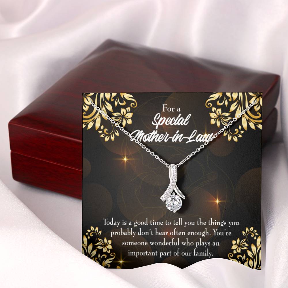 Mother-In-Law Necklace Someone Wonderful Eternity Ribbon Stone Pendant-Express Your Love Gifts