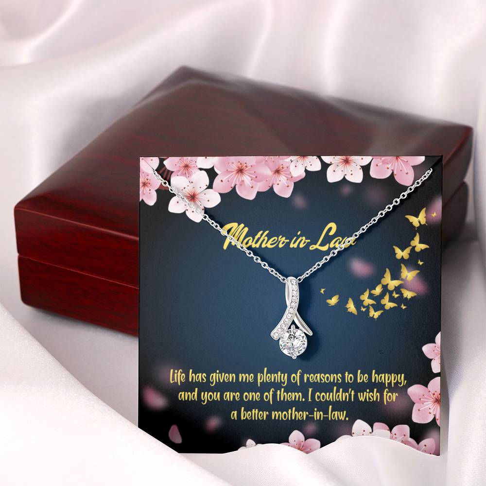 Mother-In-Law Necklace Plenty Of Reasons Eternity Ribbon Stone Pendant Keepsake Message Card-Express Your Love Gifts