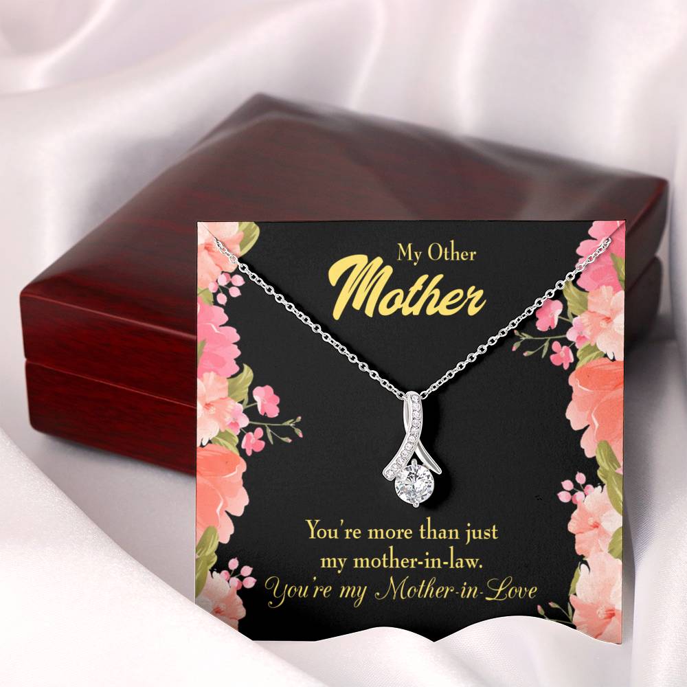 Mother-In-Law Necklace Not Just Mother-In-Law Eternity Ribbon Stone Pendant Keepsake Message Card-Express Your Love Gifts