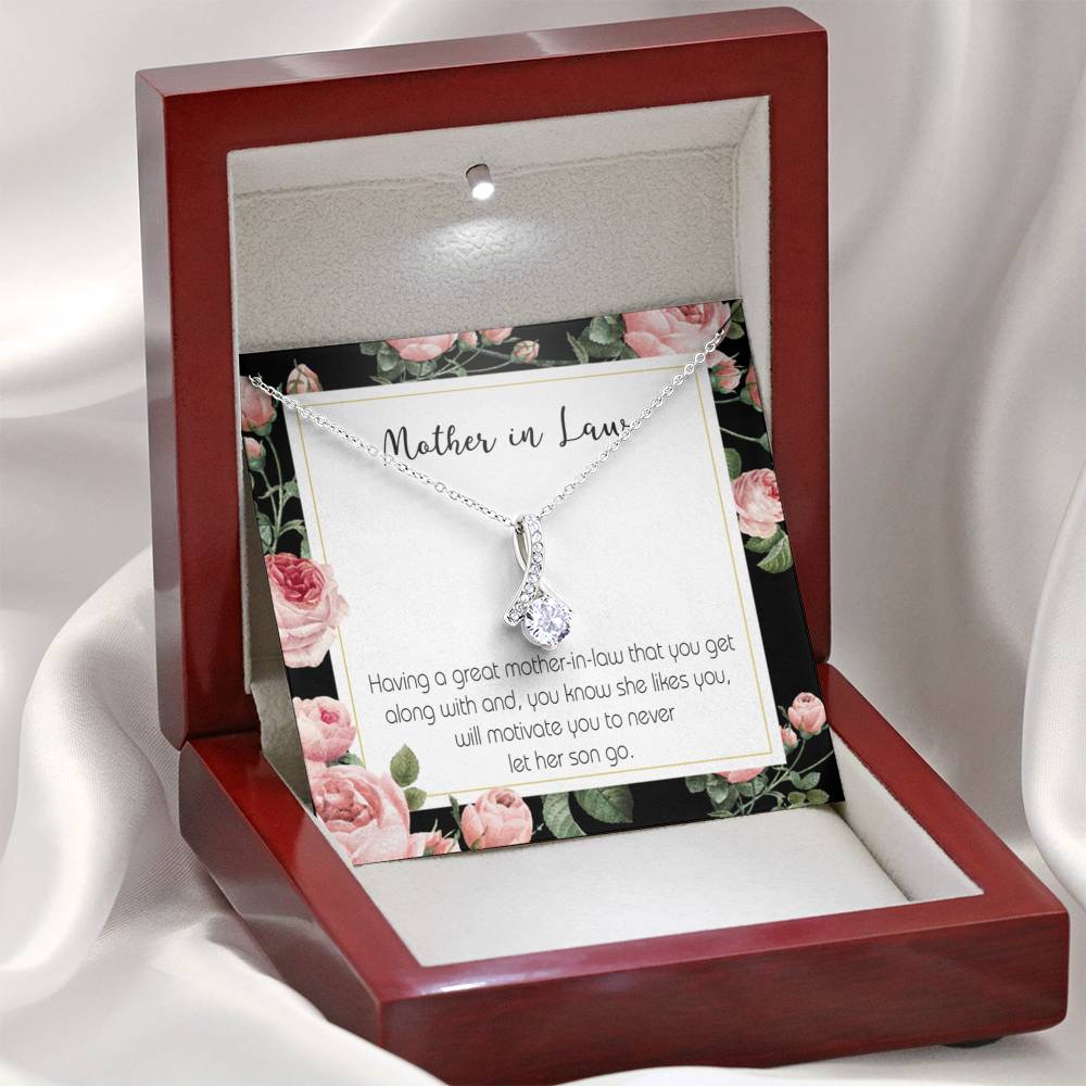 Mother-In-Law Necklace Mother-In-Law That Motivate Eternity Ribbon Stone Pendant Keepsake Message Card-Express Your Love Gifts