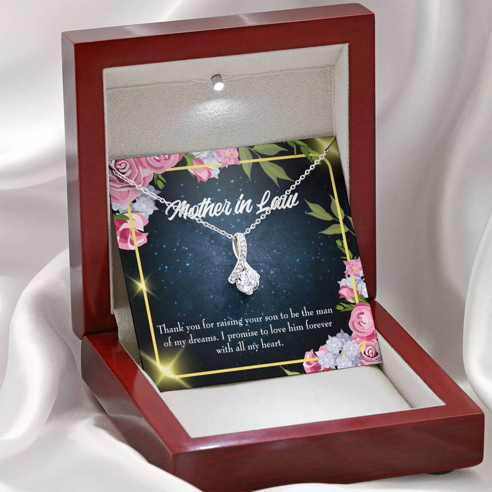 Mother-In-Law Necklace Mother In Love Eternity Ribbon Stone Pendant Keepsake Message Card-Express Your Love Gifts