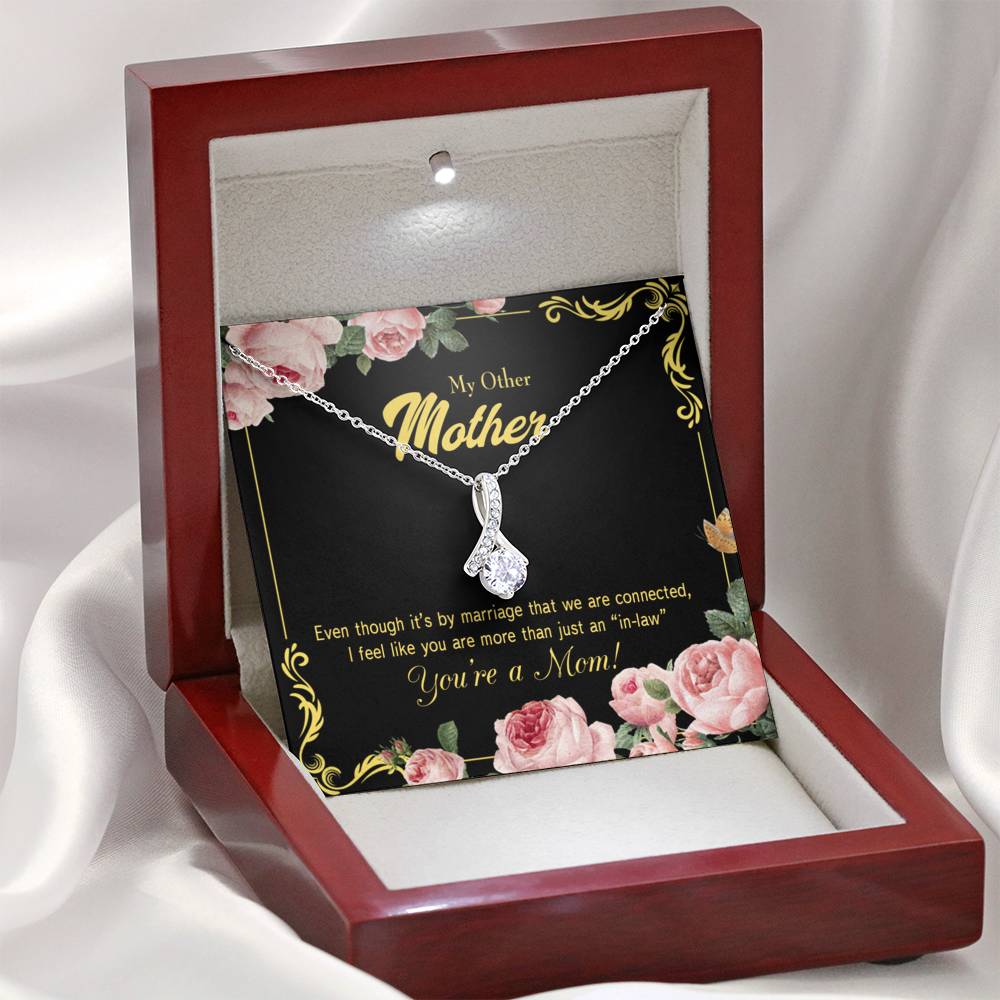 Mother-In-Law Necklace Connected Eternity Ribbon Stone Pendant Keepsake Message Card-Express Your Love Gifts
