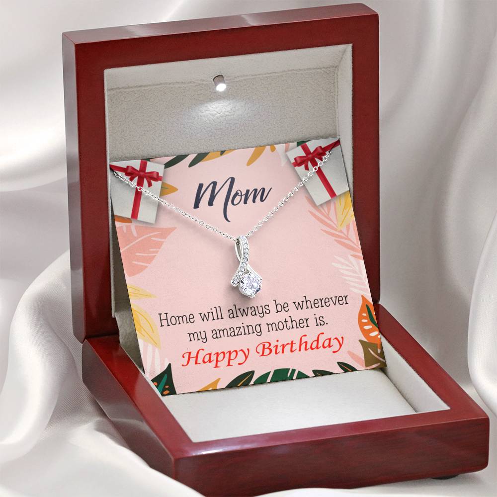 My Amazing Mom Eternity Ribbon Stone Necklace Message Birthday Card-Express Your Love Gifts