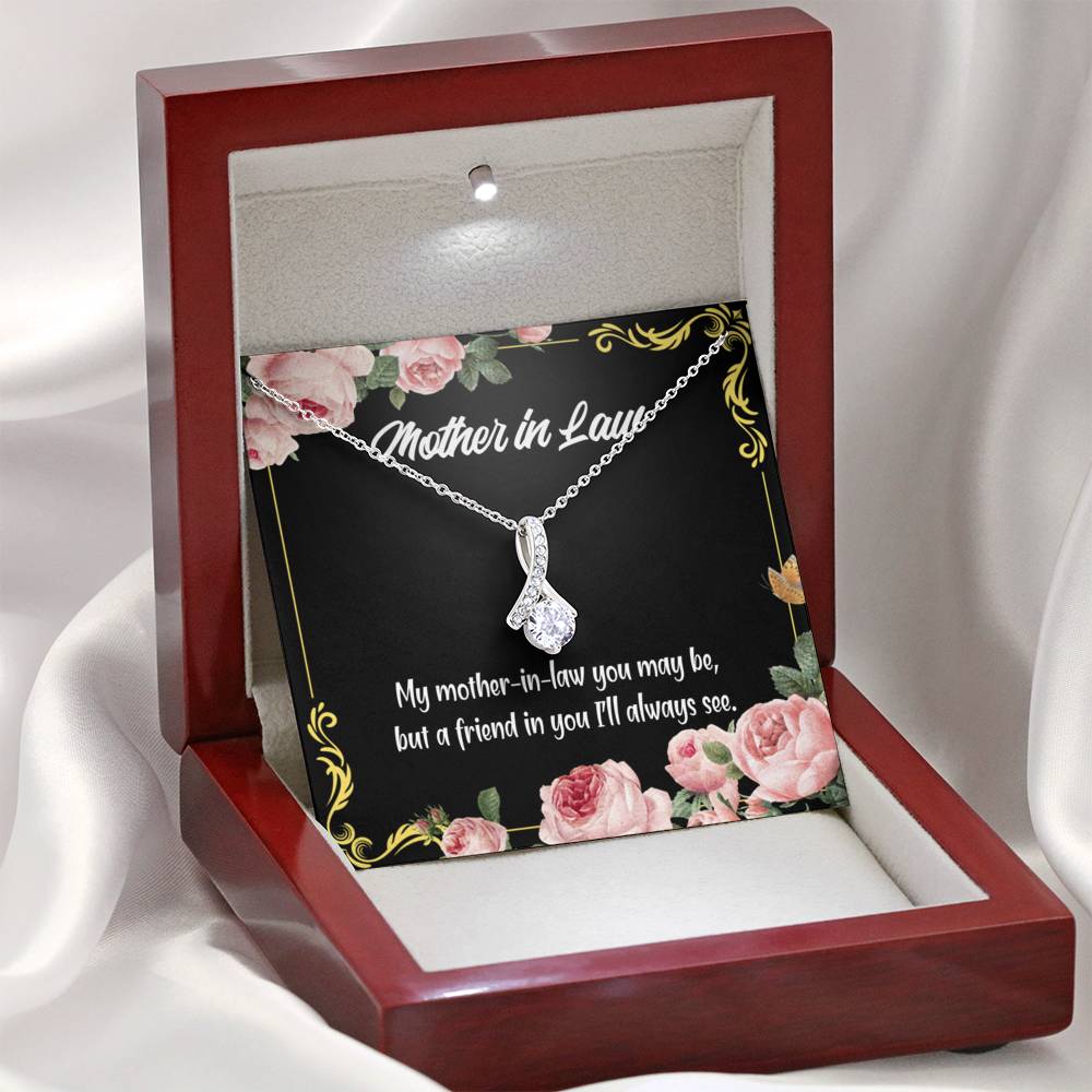Mother-In-Law Necklace Mother-In-Law And Friend Eternity Ribbon Stone Pendant Keepsake Message Card-Express Your Love Gifts