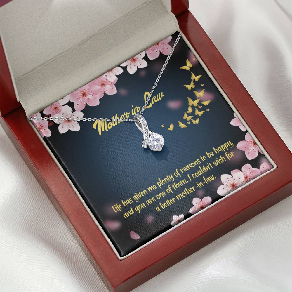 Mother-In-Law Necklace Plenty Of Reasons Eternity Ribbon Stone Pendant Keepsake Message Card-Express Your Love Gifts