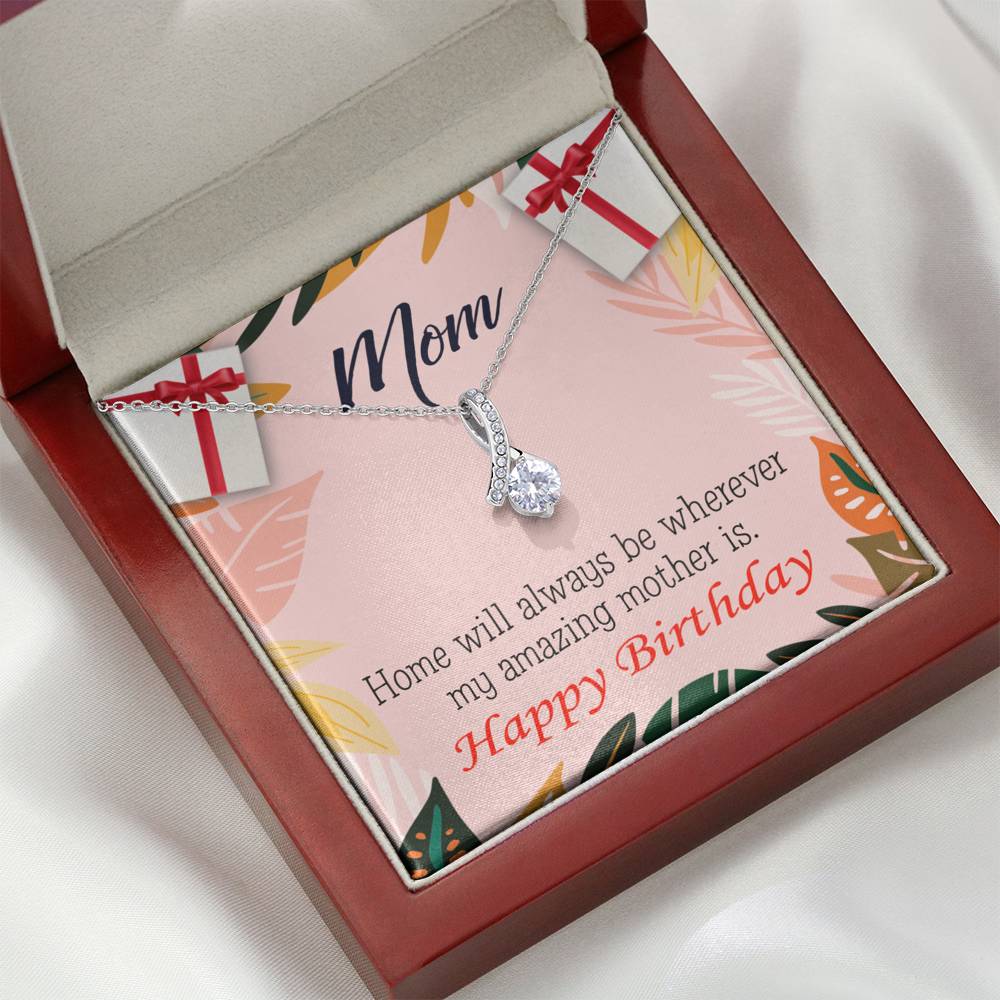 My Amazing Mom Eternity Ribbon Stone Necklace Message Birthday Card-Express Your Love Gifts