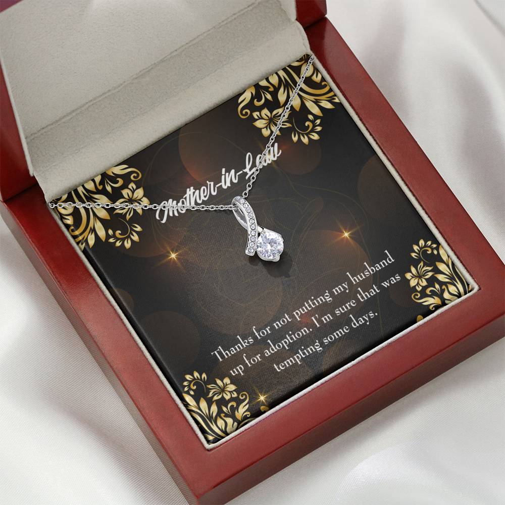 Mother-In-Law Necklace Funny Mother-In-Law Message Eternity Ribbon Stone Pendant Keepsake Message Card-Express Your Love Gifts