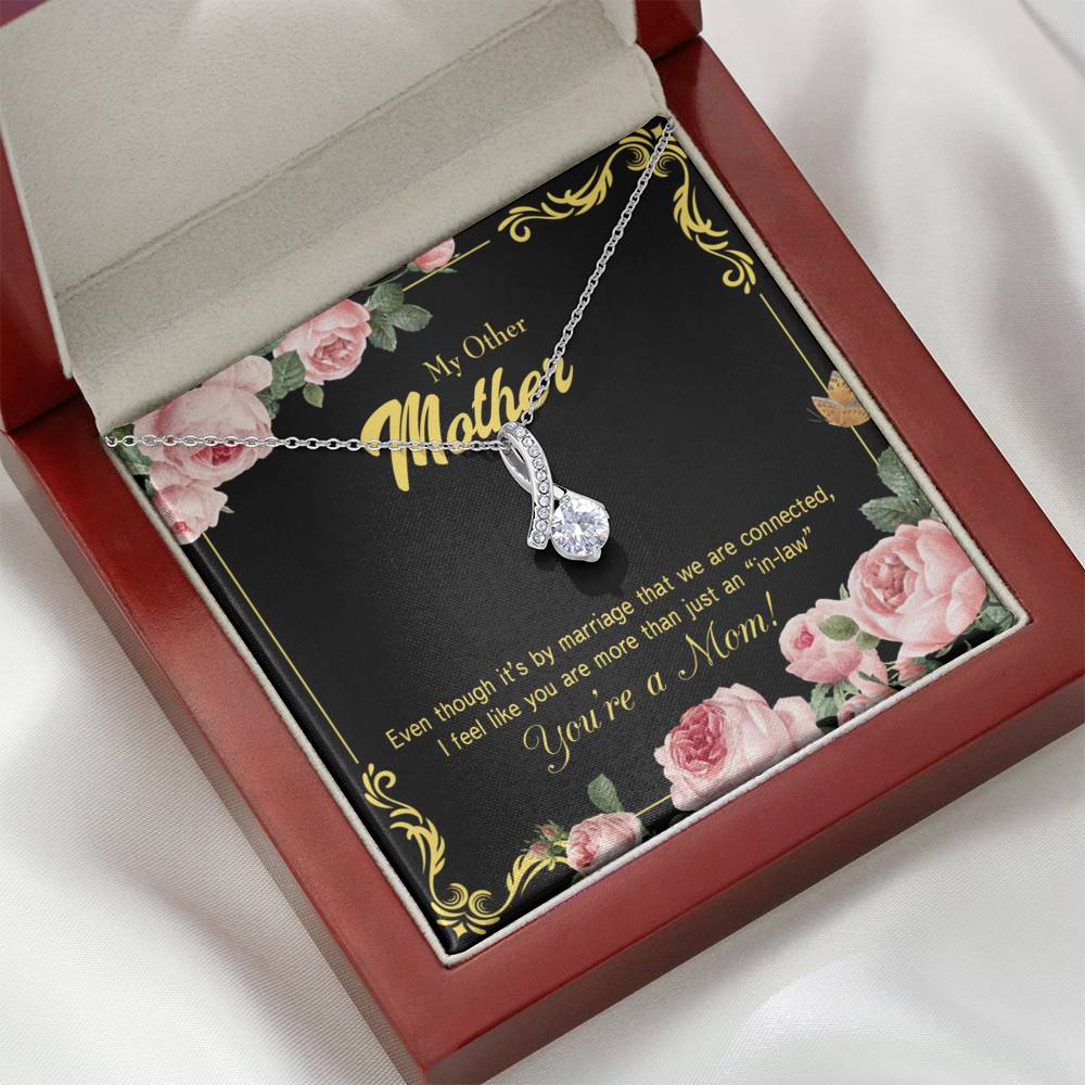 Mother-In-Law Necklace Connected Eternity Ribbon Stone Pendant Keepsake Message Card-Express Your Love Gifts