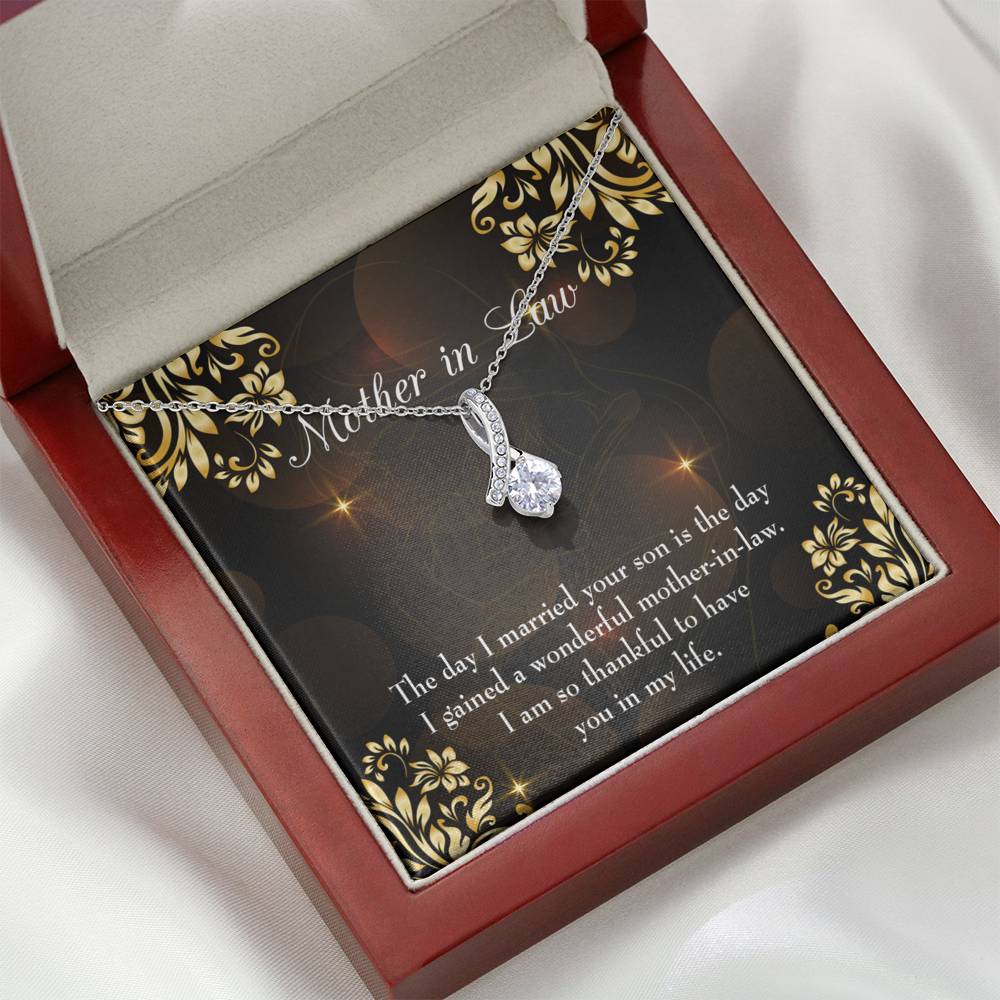 Mother-In-Law Necklace A Wonderful Mother-In-Law Eternity Ribbon Stone Pendant Keepsake Message Card-Express Your Love Gifts