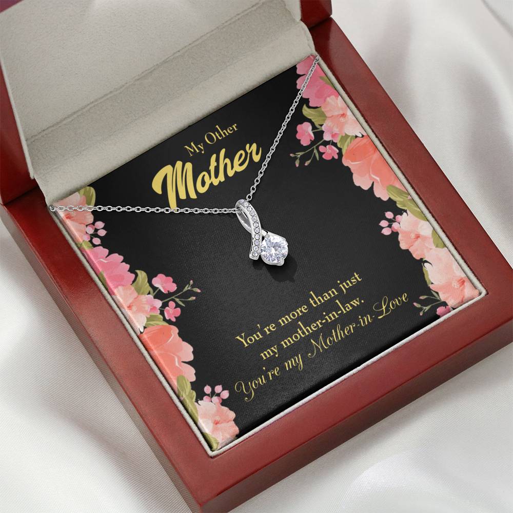 Mother-In-Law Necklace Not Just Mother-In-Law Eternity Ribbon Stone Pendant Keepsake Message Card-Express Your Love Gifts