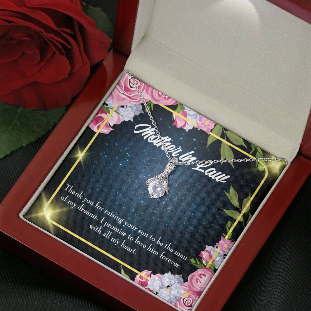 Mother-In-Law Necklace Mother In Love Eternity Ribbon Stone Pendant Keepsake Message Card-Express Your Love Gifts