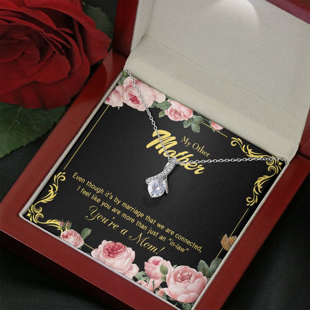 Mother-In-Law Necklace Connected Eternity Ribbon Stone Pendant Keepsake Message Card-Express Your Love Gifts