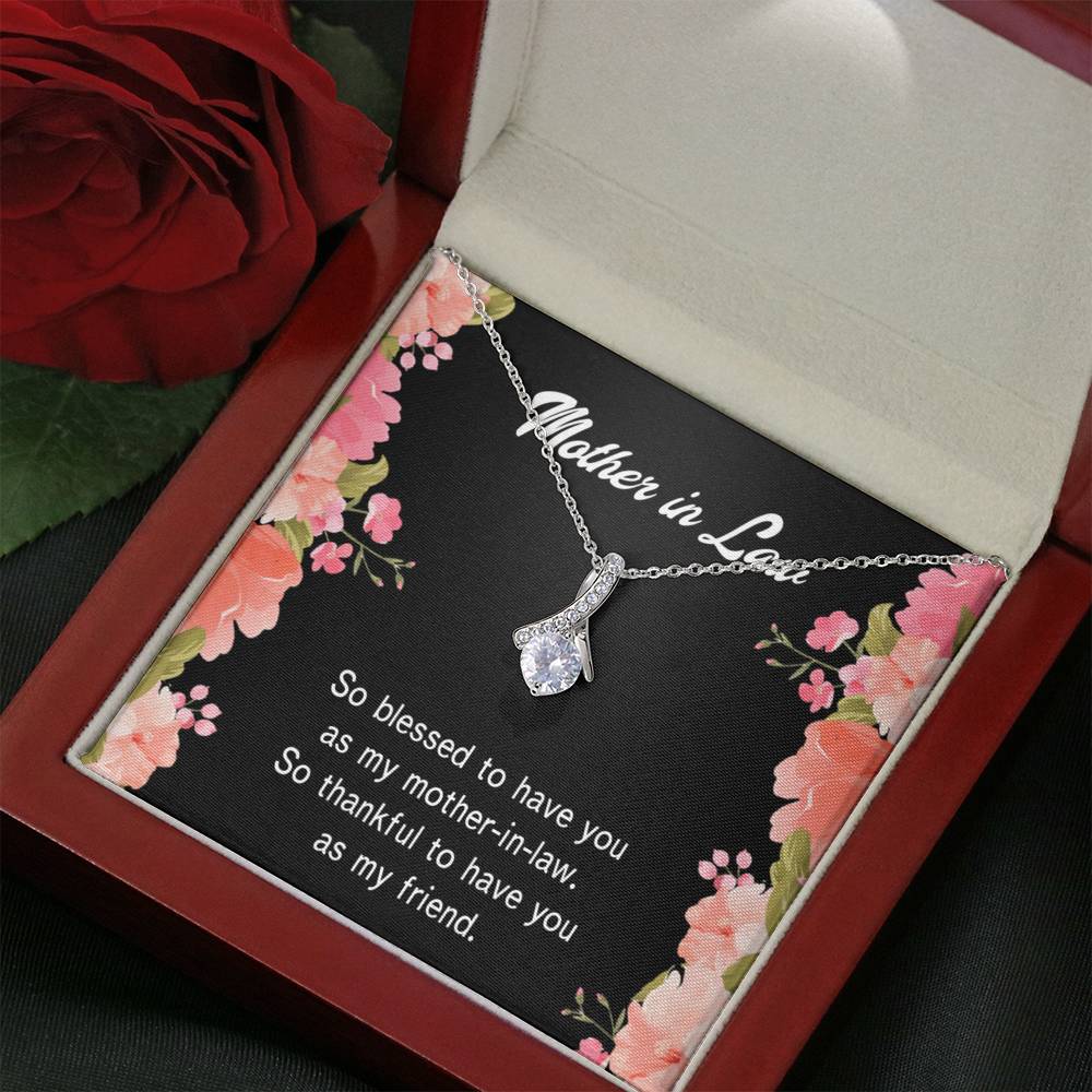 Mother-In-Law Necklace So Blessed Eternity Ribbon Stone Pendant Keepsake Message Card-Express Your Love Gifts
