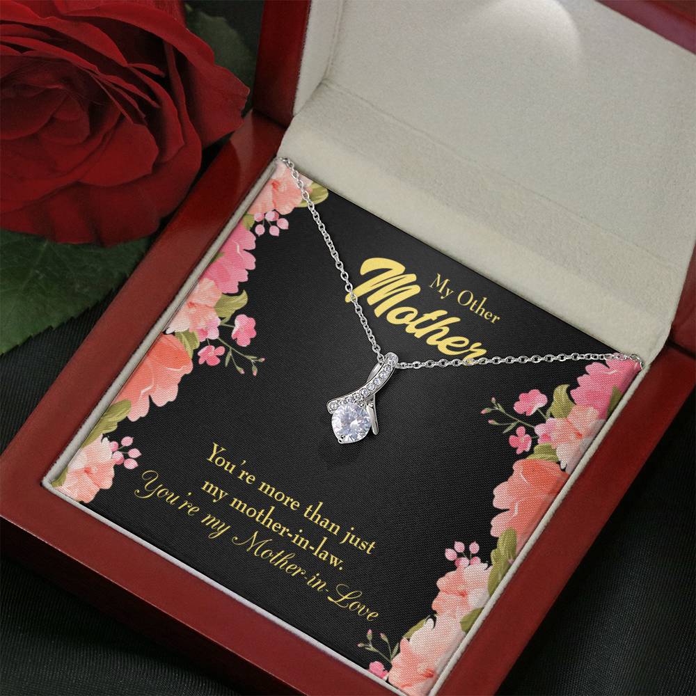 Mother-In-Law Necklace Not Just Mother-In-Law Eternity Ribbon Stone Pendant Keepsake Message Card-Express Your Love Gifts