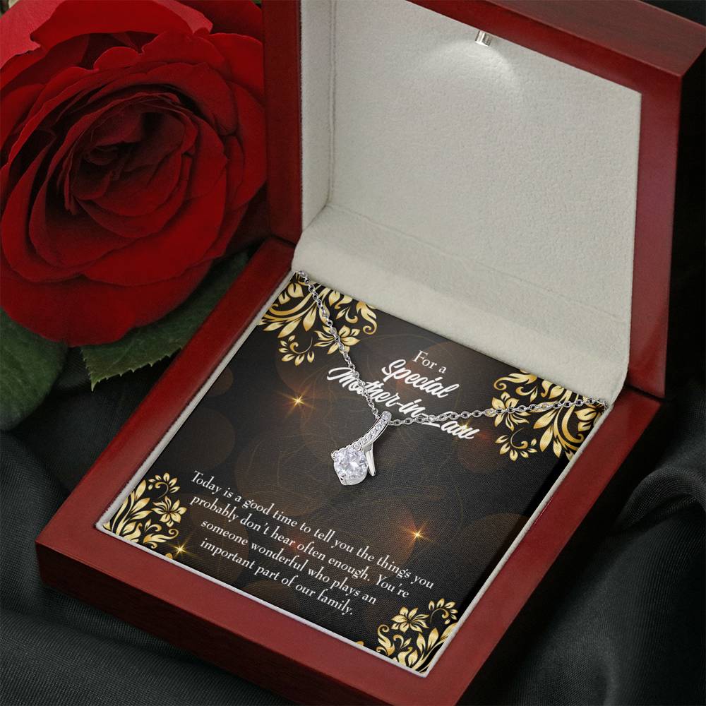 Mother-In-Law Necklace Someone Wonderful Eternity Ribbon Stone Pendant-Express Your Love Gifts