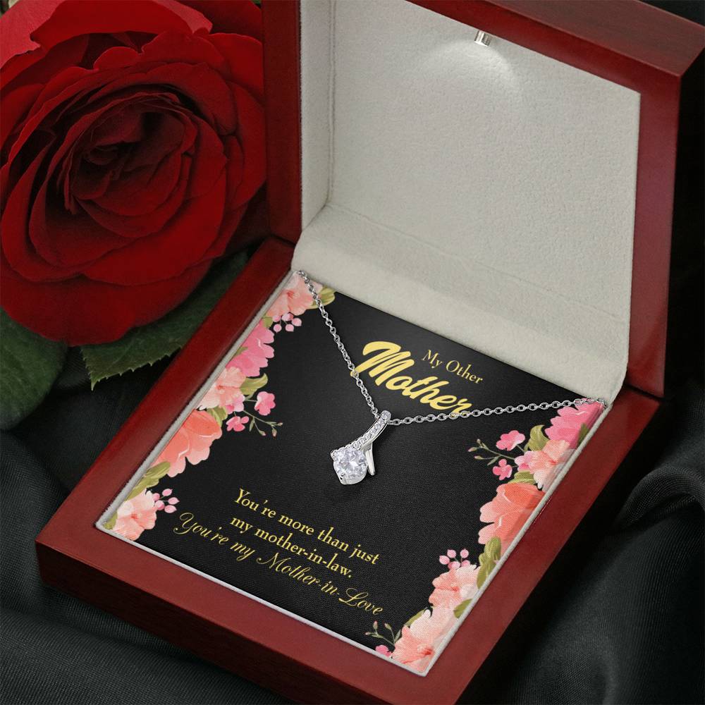 Mother-In-Law Necklace Not Just Mother-In-Law Eternity Ribbon Stone Pendant Keepsake Message Card-Express Your Love Gifts