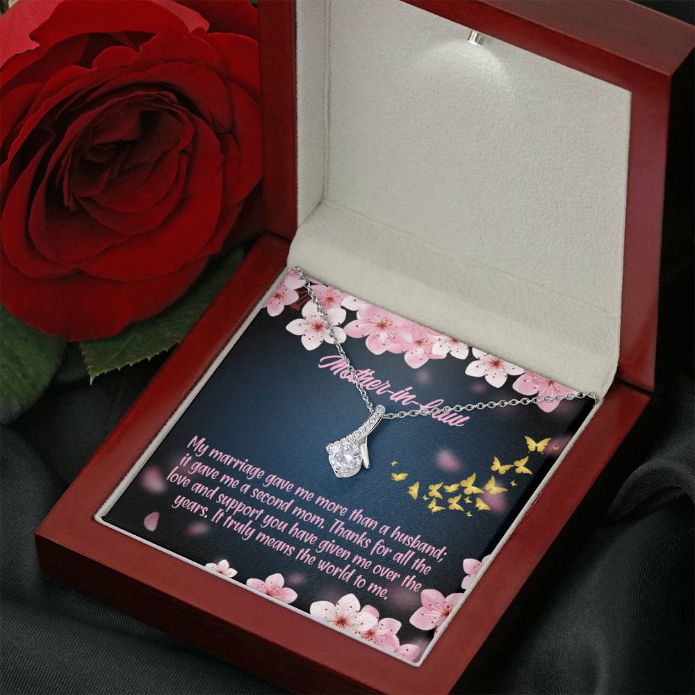 Mother-In-Law Necklace Marriage Second Mom Eternity Ribbon Stone Pendant Keepsake Message Card-Express Your Love Gifts