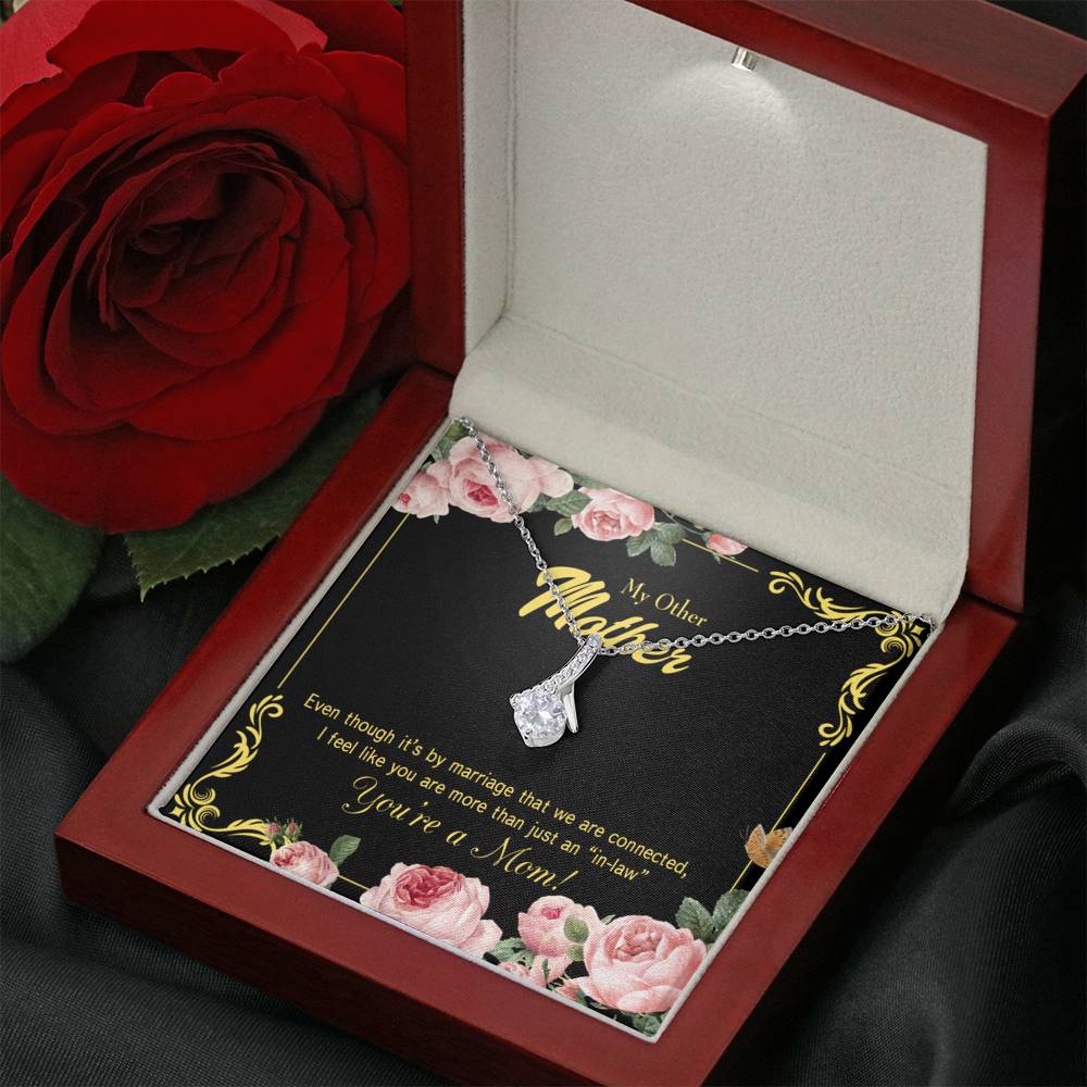 Mother-In-Law Necklace Connected Eternity Ribbon Stone Pendant Keepsake Message Card-Express Your Love Gifts