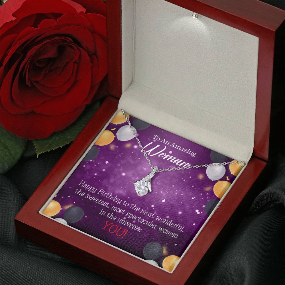 Best Mom In Universe Eternity Ribbon Necklace Birthday Message Card-Express Your Love Gifts