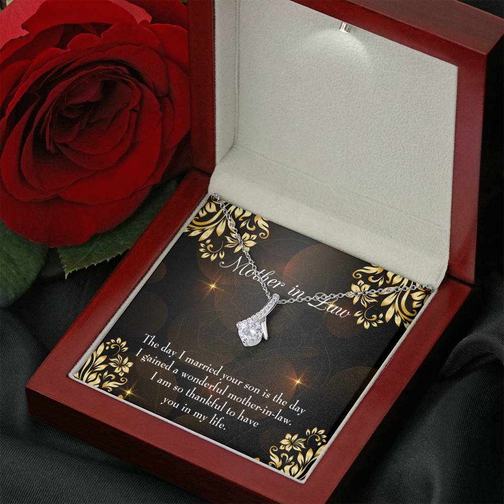 Mother-In-Law Necklace A Wonderful Mother-In-Law Eternity Ribbon Stone Pendant Keepsake Message Card-Express Your Love Gifts