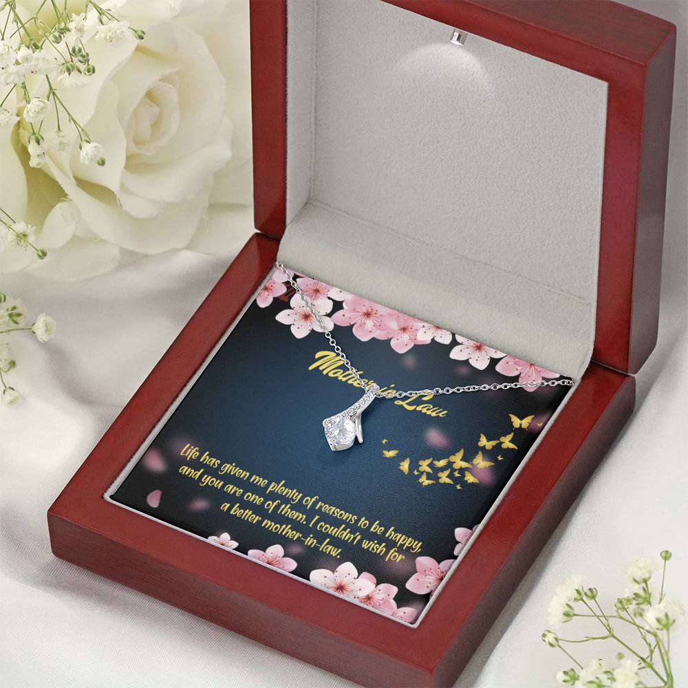 Mother-In-Law Necklace Plenty Of Reasons Eternity Ribbon Stone Pendant Keepsake Message Card-Express Your Love Gifts