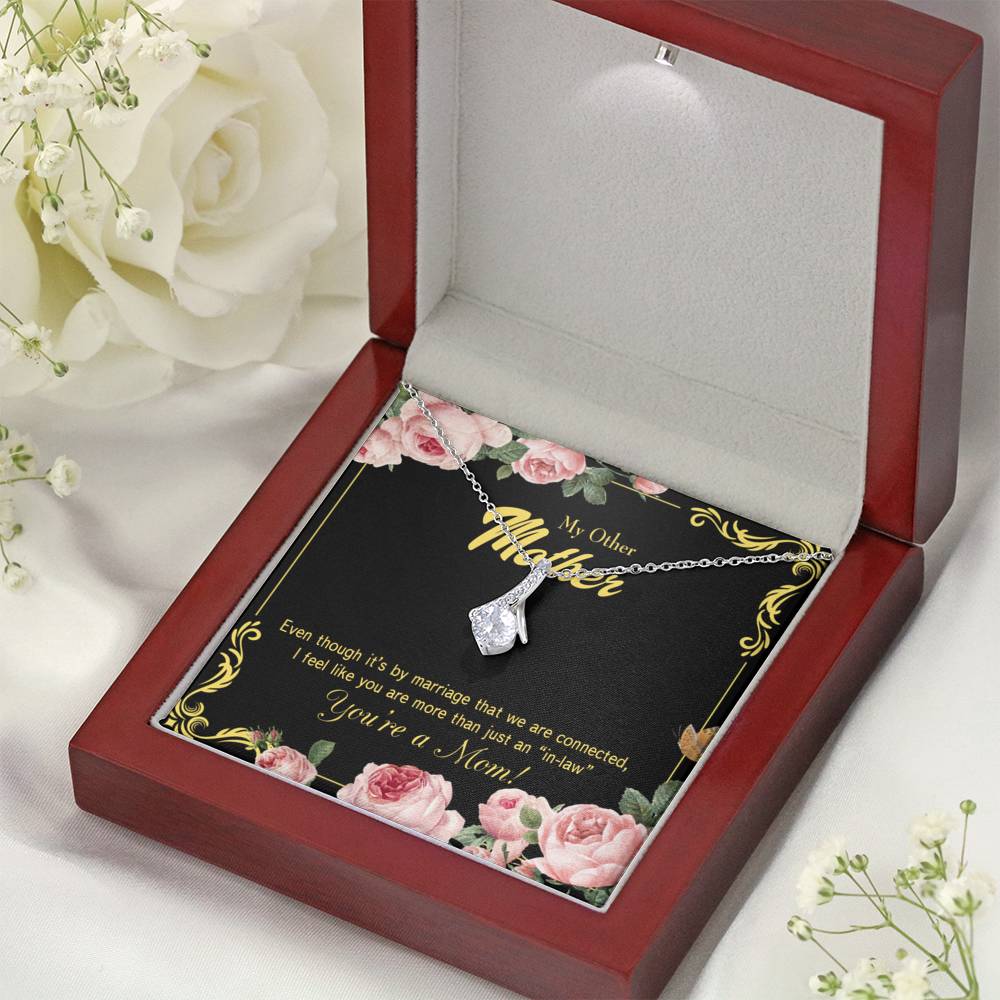 Mother-In-Law Necklace Connected Eternity Ribbon Stone Pendant Keepsake Message Card-Express Your Love Gifts