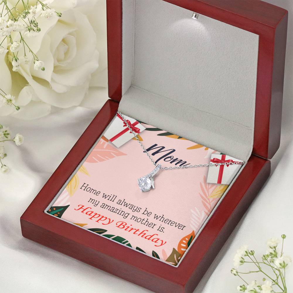My Amazing Mom Eternity Ribbon Stone Necklace Message Birthday Card-Express Your Love Gifts