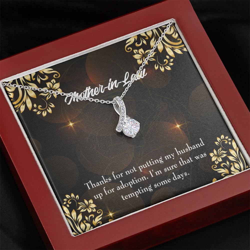 Mother-In-Law Necklace Funny Mother-In-Law Message Eternity Ribbon Stone Pendant Keepsake Message Card-Express Your Love Gifts