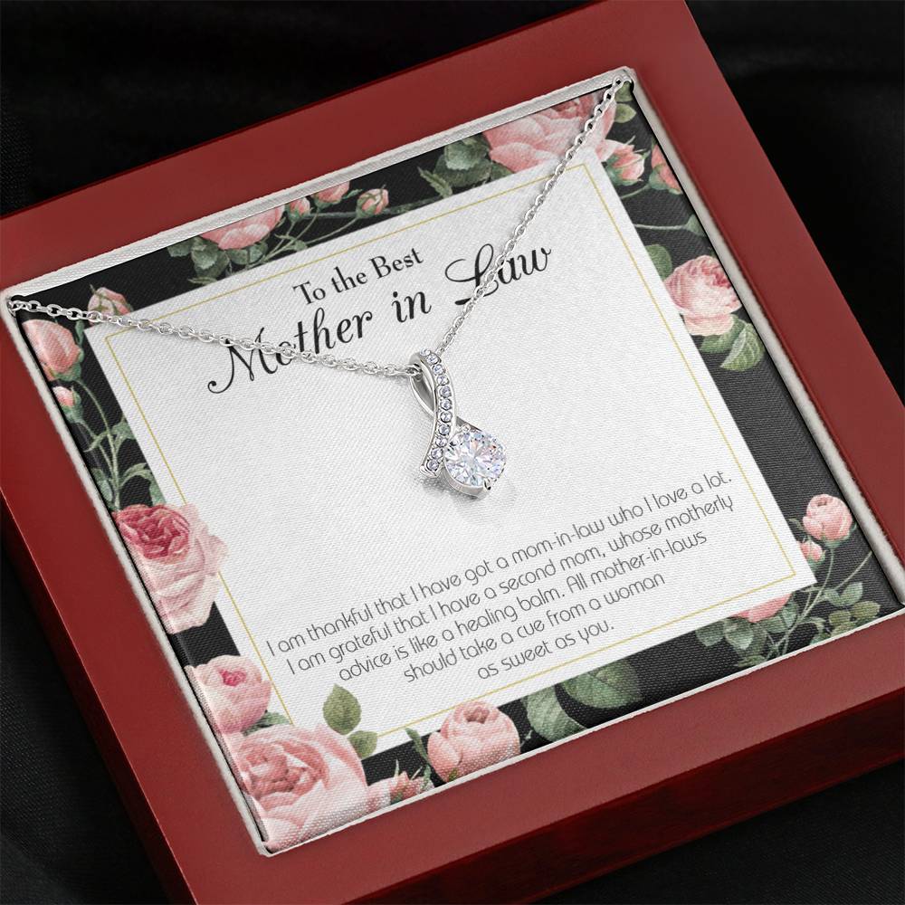 Mother-In-Law Necklace Second Mom Eternity Ribbon Stone Pendant Keepsake Message Card-Express Your Love Gifts