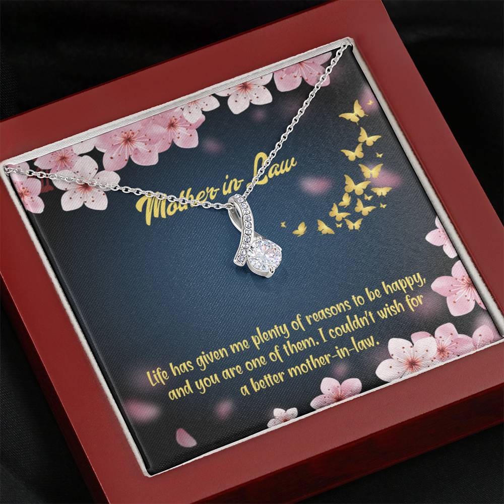 Mother-In-Law Necklace Plenty Of Reasons Eternity Ribbon Stone Pendant Keepsake Message Card-Express Your Love Gifts