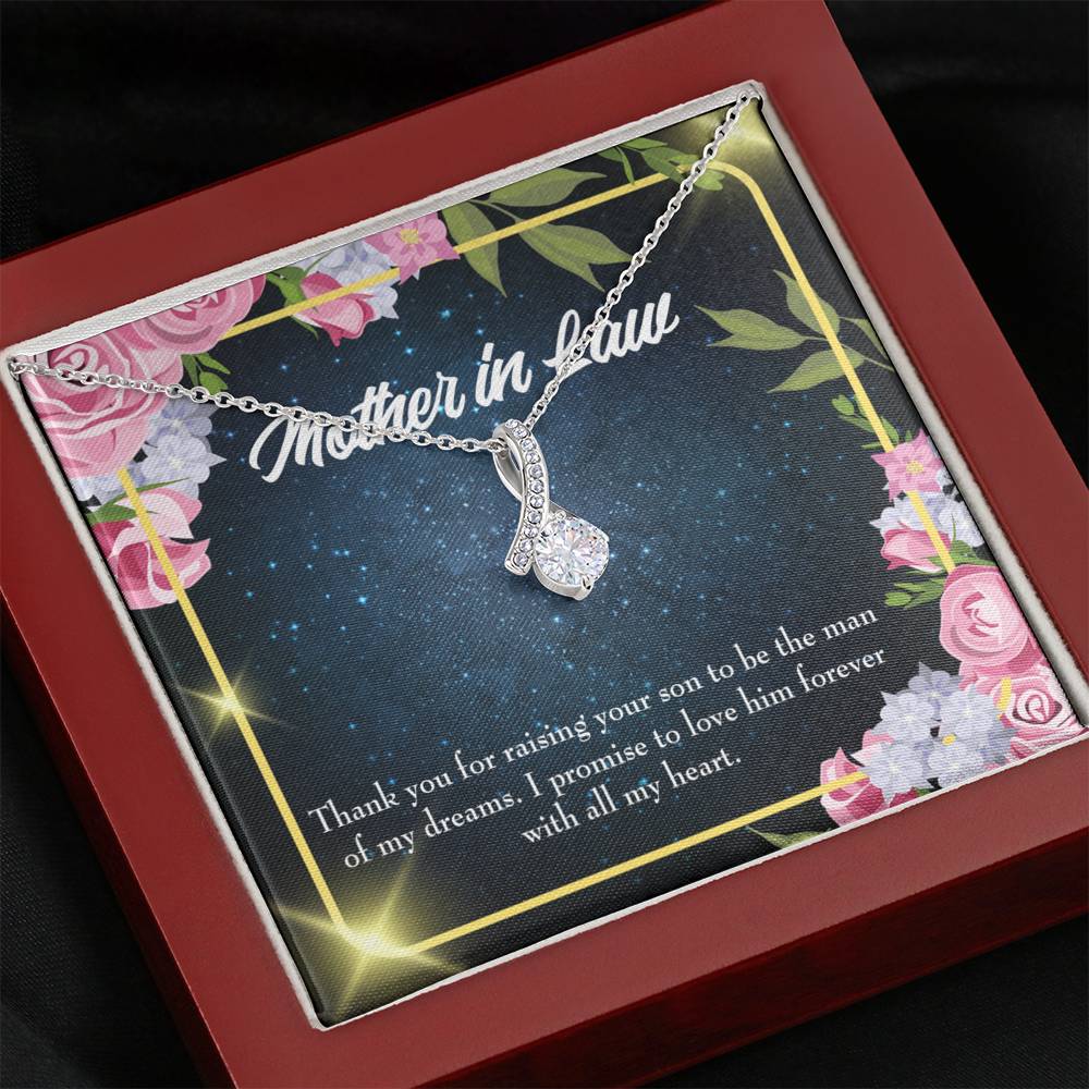 Mother-In-Law Necklace Mother In Love Eternity Ribbon Stone Pendant Keepsake Message Card-Express Your Love Gifts