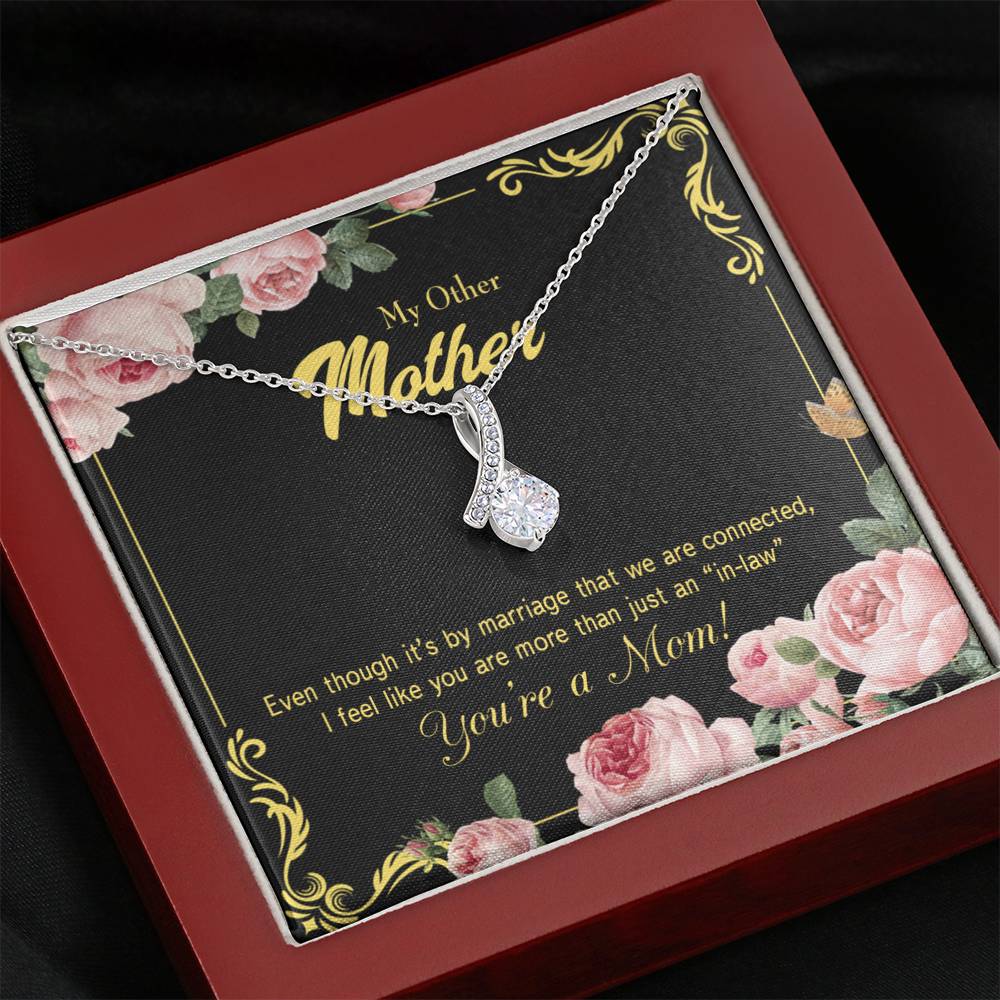 Mother-In-Law Necklace Connected Eternity Ribbon Stone Pendant Keepsake Message Card-Express Your Love Gifts