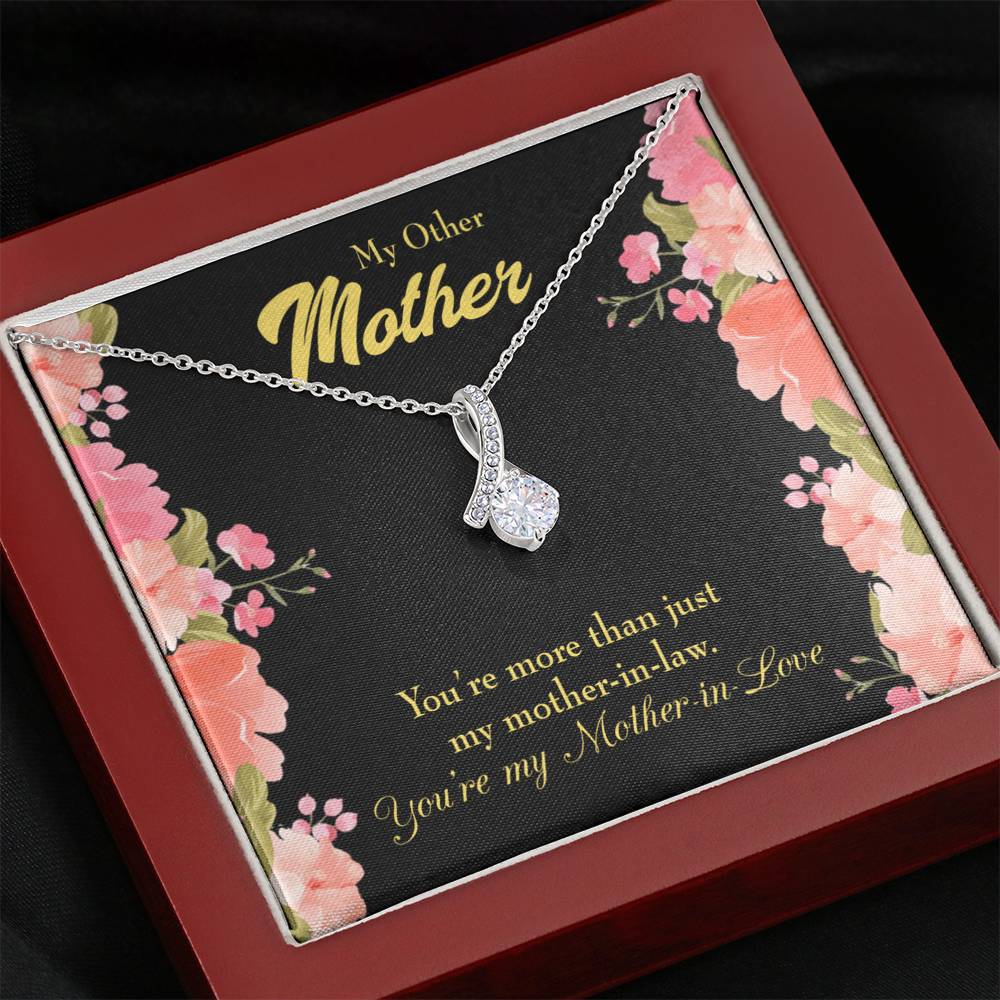 Mother-In-Law Necklace Not Just Mother-In-Law Eternity Ribbon Stone Pendant Keepsake Message Card-Express Your Love Gifts