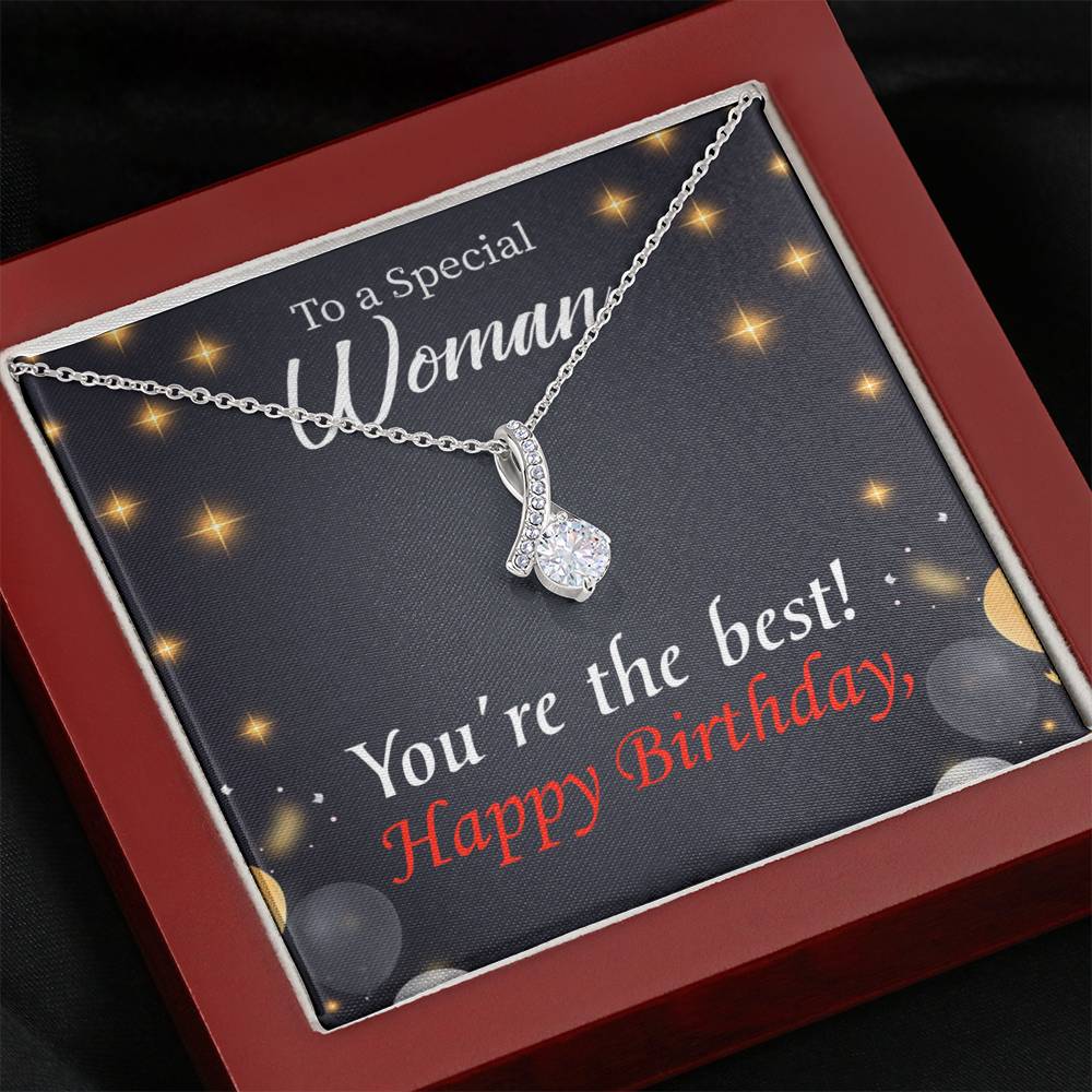 Happy Birthday Mom You'Re The Best Eternity Ribbon Stone Necklace Message Card-Express Your Love Gifts