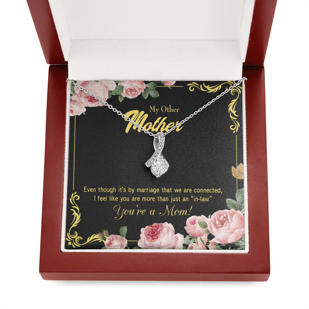 Mother-In-Law Necklace Connected Eternity Ribbon Stone Pendant Keepsake Message Card-Express Your Love Gifts