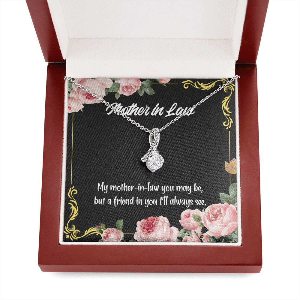 Mother-In-Law Necklace Mother-In-Law And Friend Eternity Ribbon Stone Pendant Keepsake Message Card-Express Your Love Gifts