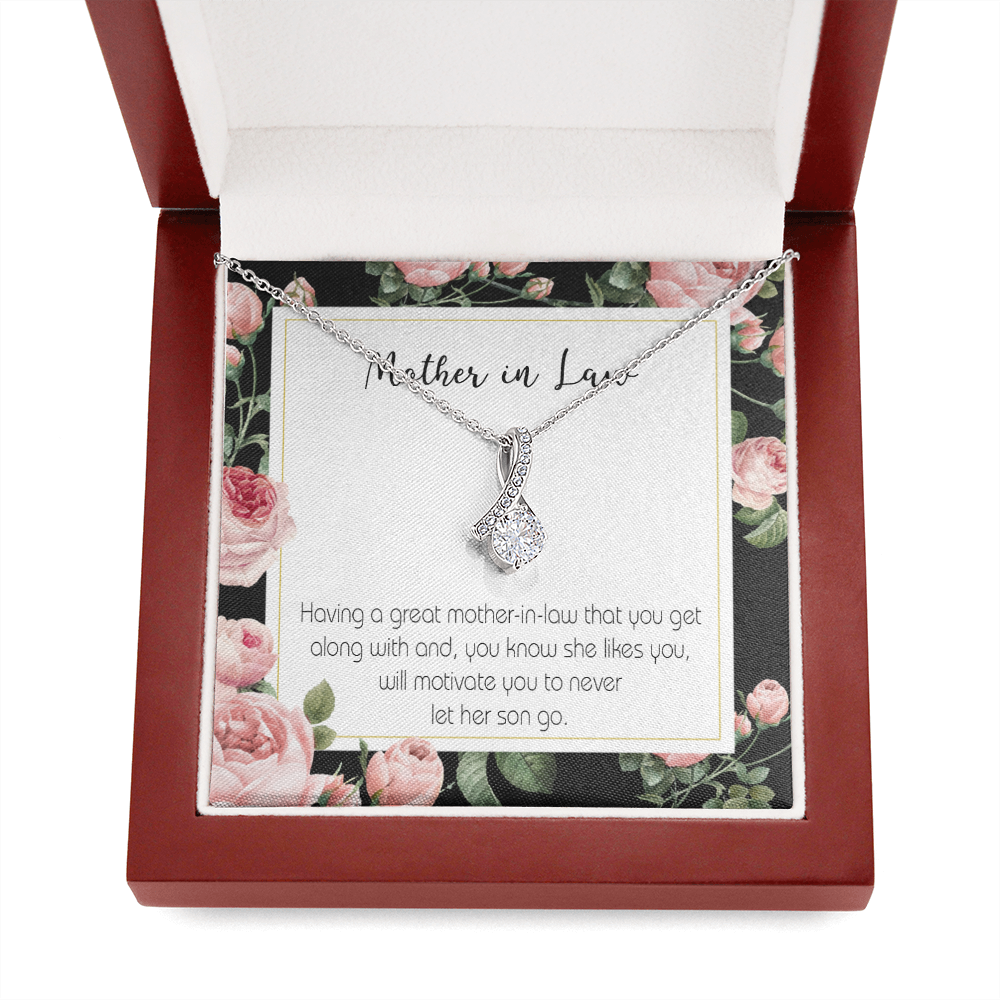 Mother-In-Law Necklace Mother-In-Law That Motivate Eternity Ribbon Stone Pendant Keepsake Message Card-Express Your Love Gifts