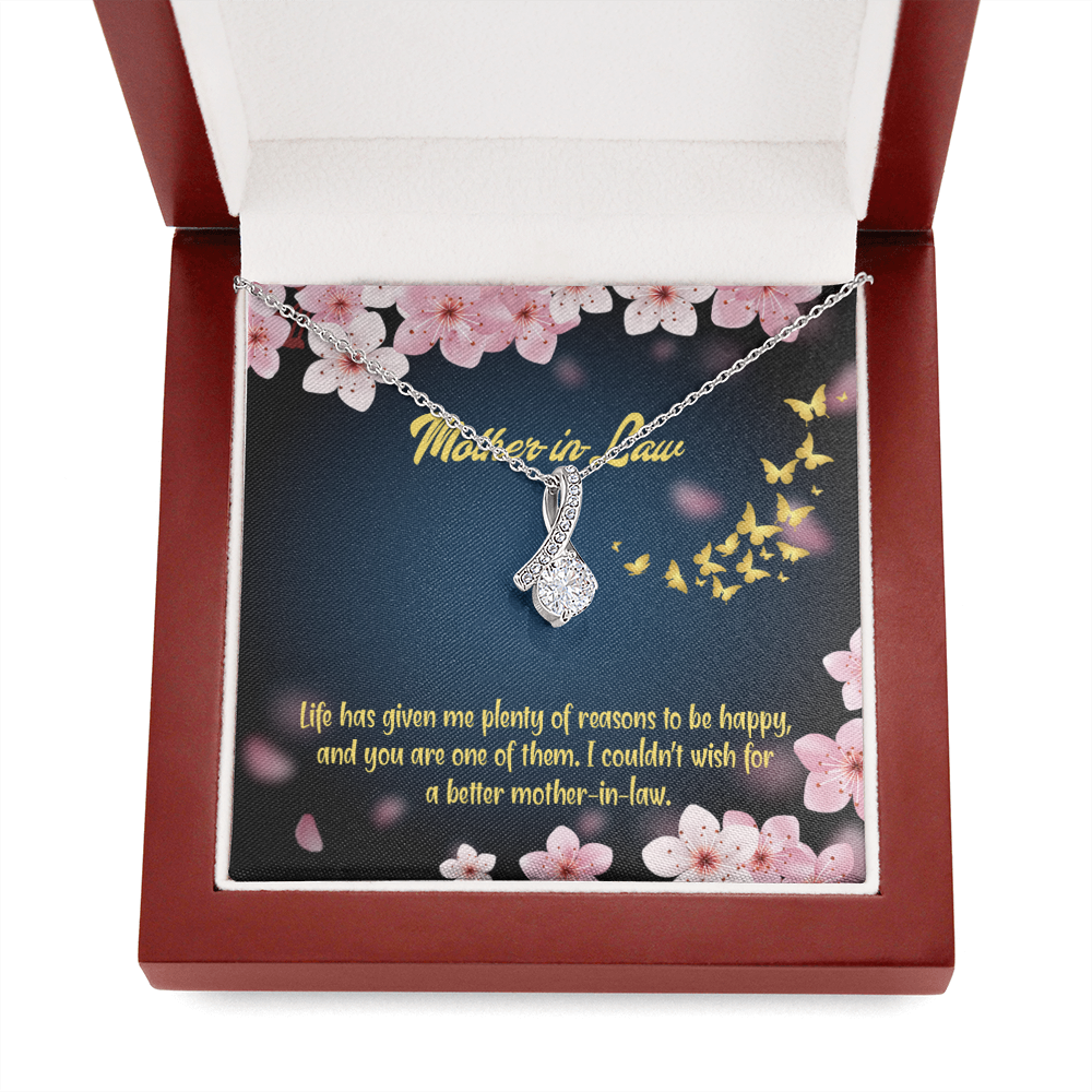 Mother-In-Law Necklace Plenty Of Reasons Eternity Ribbon Stone Pendant Keepsake Message Card-Express Your Love Gifts