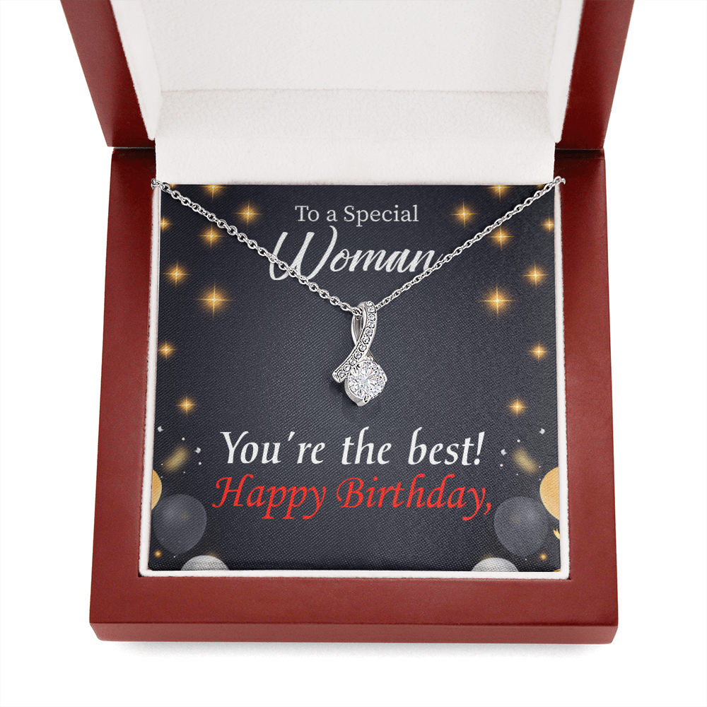 Happy Birthday Mom You'Re The Best Eternity Ribbon Stone Necklace Message Card-Express Your Love Gifts