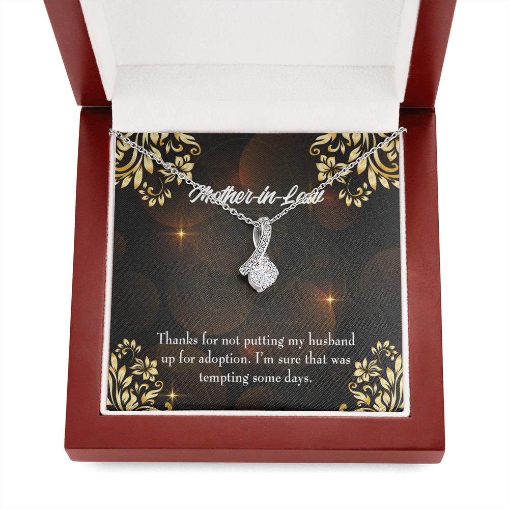 Mother-In-Law Necklace Funny Mother-In-Law Message Eternity Ribbon Stone Pendant Keepsake Message Card-Express Your Love Gifts